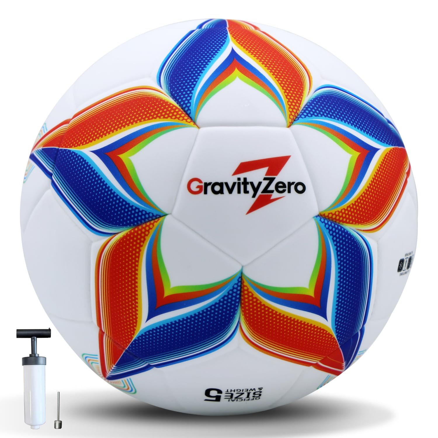 GravityZero Bola de futebol tamanho 5 com bomba e agulhas, treinamento profissional e bola de jogo oficial, ligação térmica sem costura, couro TPU impermeável, treinamento interno e externo para