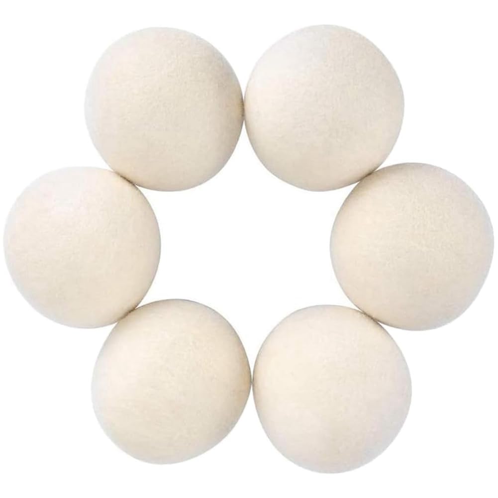 6 peças de bolas de secagem de lã - Premium Natural - Feito com lã que substitui folhas de secadora - Removedor de fiapos fácil de usar