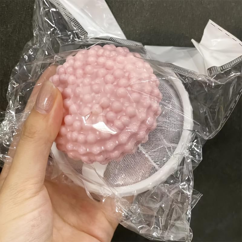 1 bola de limpeza multifuncional para máquina de lavar cabelo e coleção de detritos, bola de secadora, bola de limpeza e cuidados de uso duplo para roupas (rosa, 1 peça)