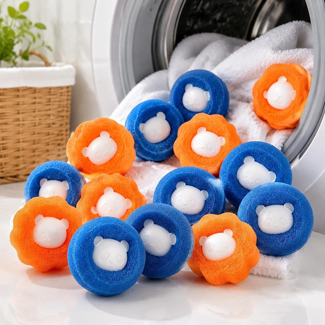 Pacote com 25 bolas reutilizáveis para secadora de roupas de urso, reduz pelos de animais de estimação, fiapos e estática, bolas de roupa ecológicas para máquina de lavar e secar roupa