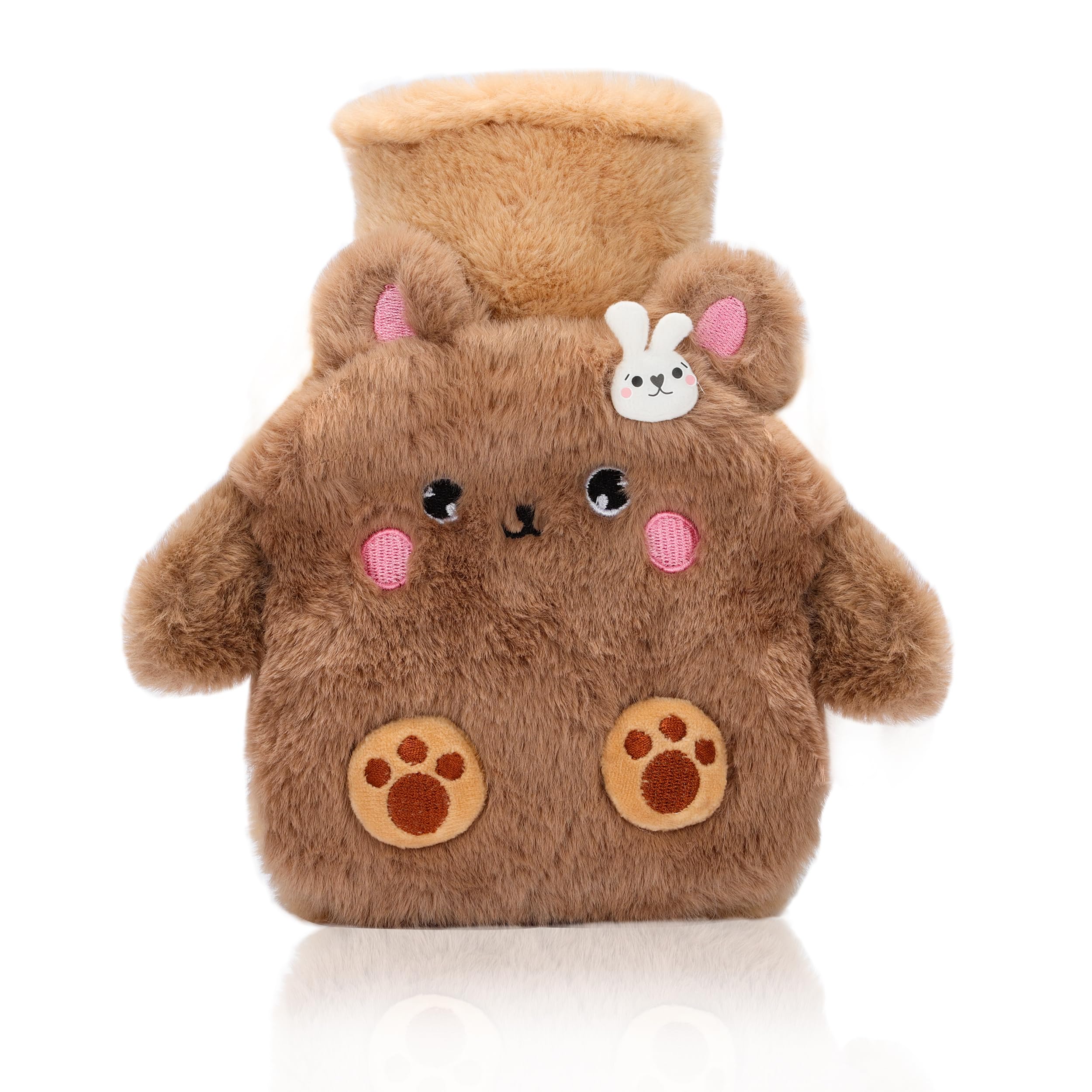 drizzle Bolsa Água Quente De Borracha Em Formato De Urso Com Tampa Externa Removível De Malha Macia, Clássica Água Quente E Fria, Com Imagem Fofa, Ideal Aquecer Mãos E Pés E Aliviar Dores Nos Ombros