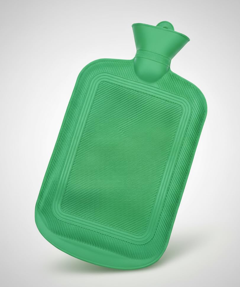 Bolsa térmica para compressa com água quente ou fria, capacidade de 2 litros, em borracha super-resistente (Verde)