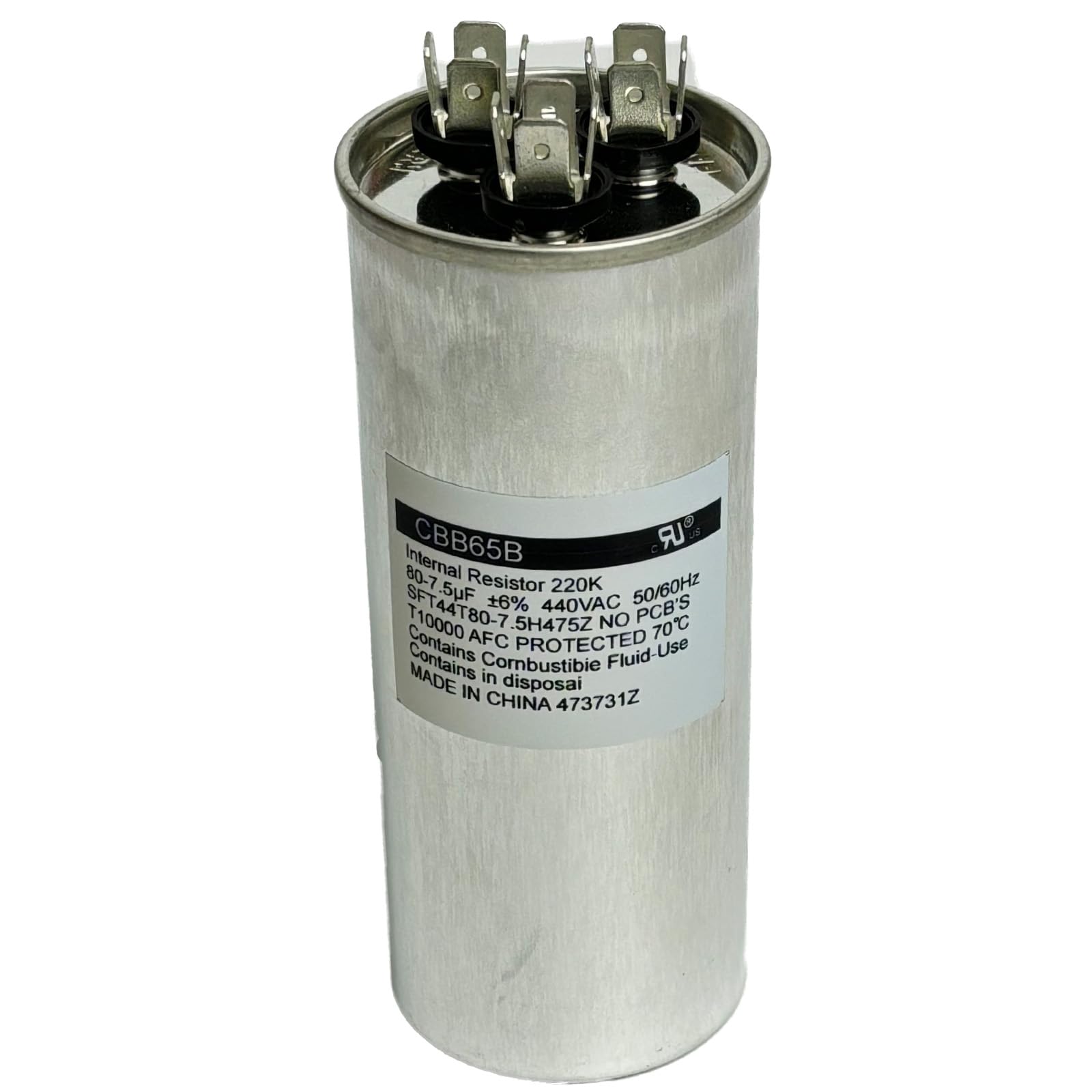 Capacitor de bomba de calor ultratemp 473731Z Ultratemp compatível com aquecedor de piscina Pentair e equipamentos HVAC, 80+7,5 uF 440VAC 50/60Hz