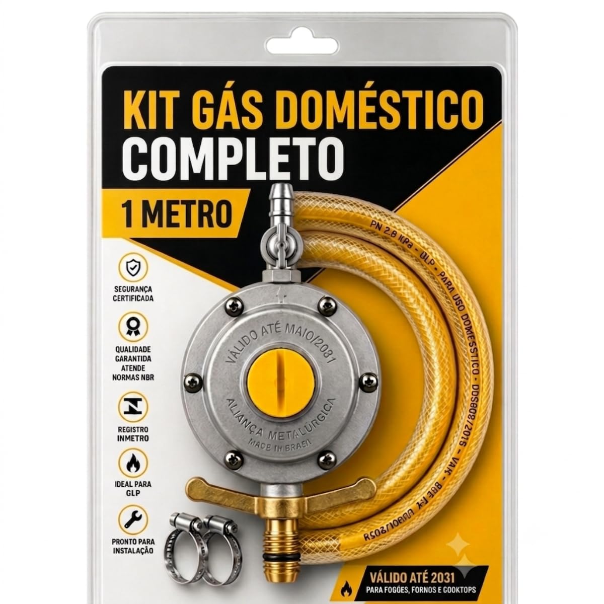 Kit Gás Instalação Fogão Botijão Mangueira Registro Aliança