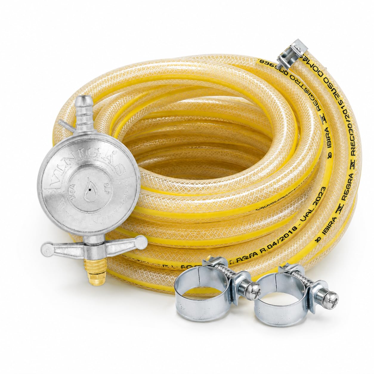Kit Gás Fogão Completo – Mangueira Multiuso 7K 9K 11K + Regulador de Gás GLP + Abraçadeiras – 2 a 5 Metros para Botijão (3 metros, 11K (Premium))