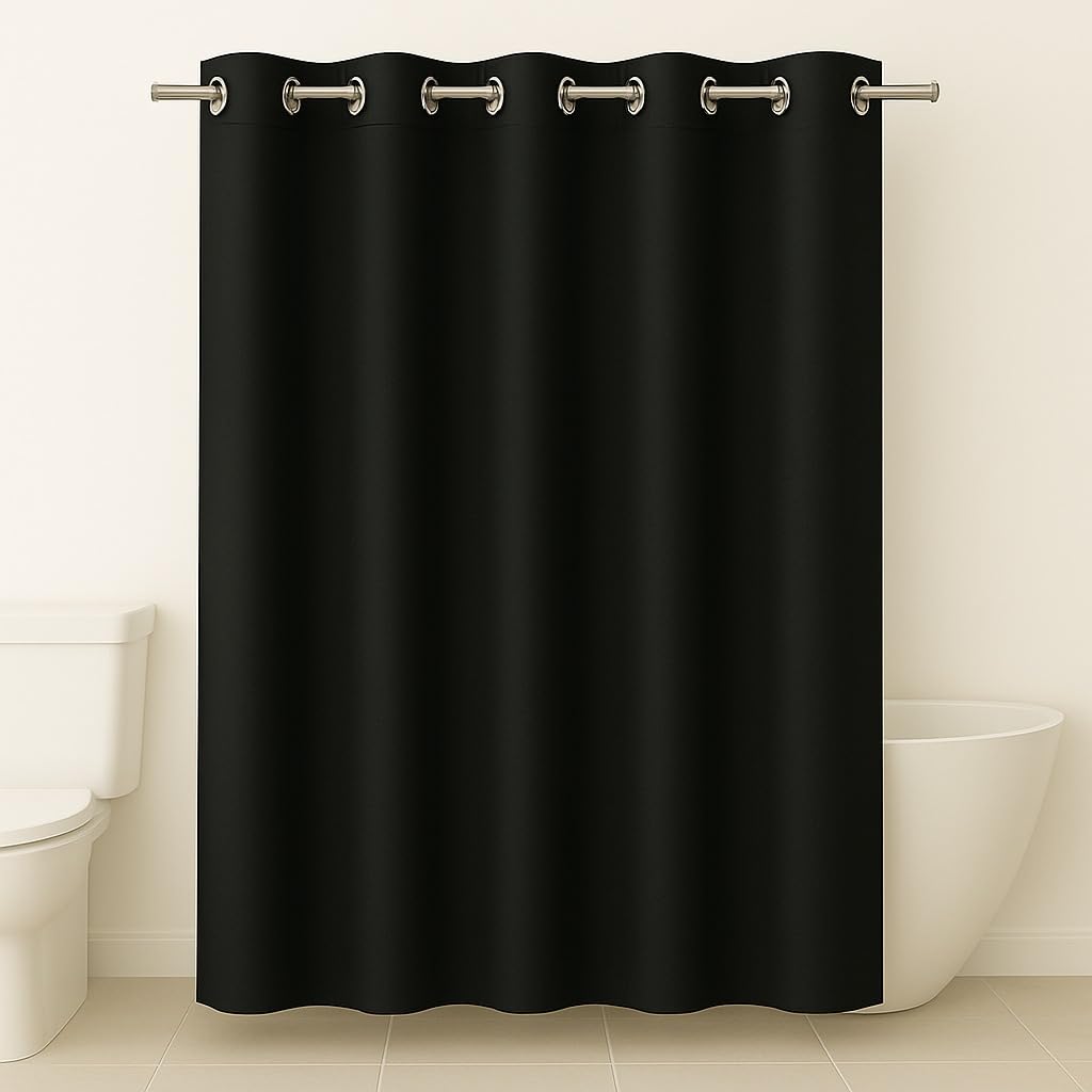 Cortina Para Box de Banheiro em PVC Impermeável e Antimofo - 1,38 x 2m PRETO