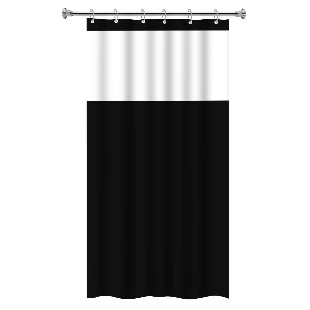 Cortina para Box de Banheiro em PVC com Visor 1,38m x 1,98m Impermeável Antimofo Preta