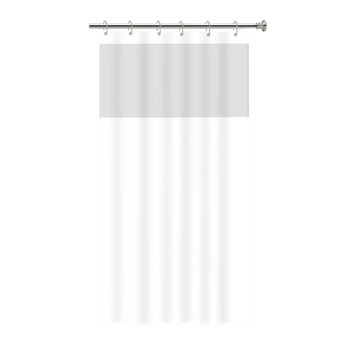Cortina para Box de Banheiro em PVC com Visor 1,38m x 1,98m Impermeável Antimofo Branca