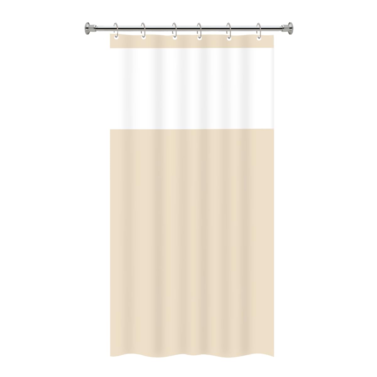Cortina para Box de Banheiro em PVC com Visor 1,38m x 1,98m Impermeável Antimofo Bege