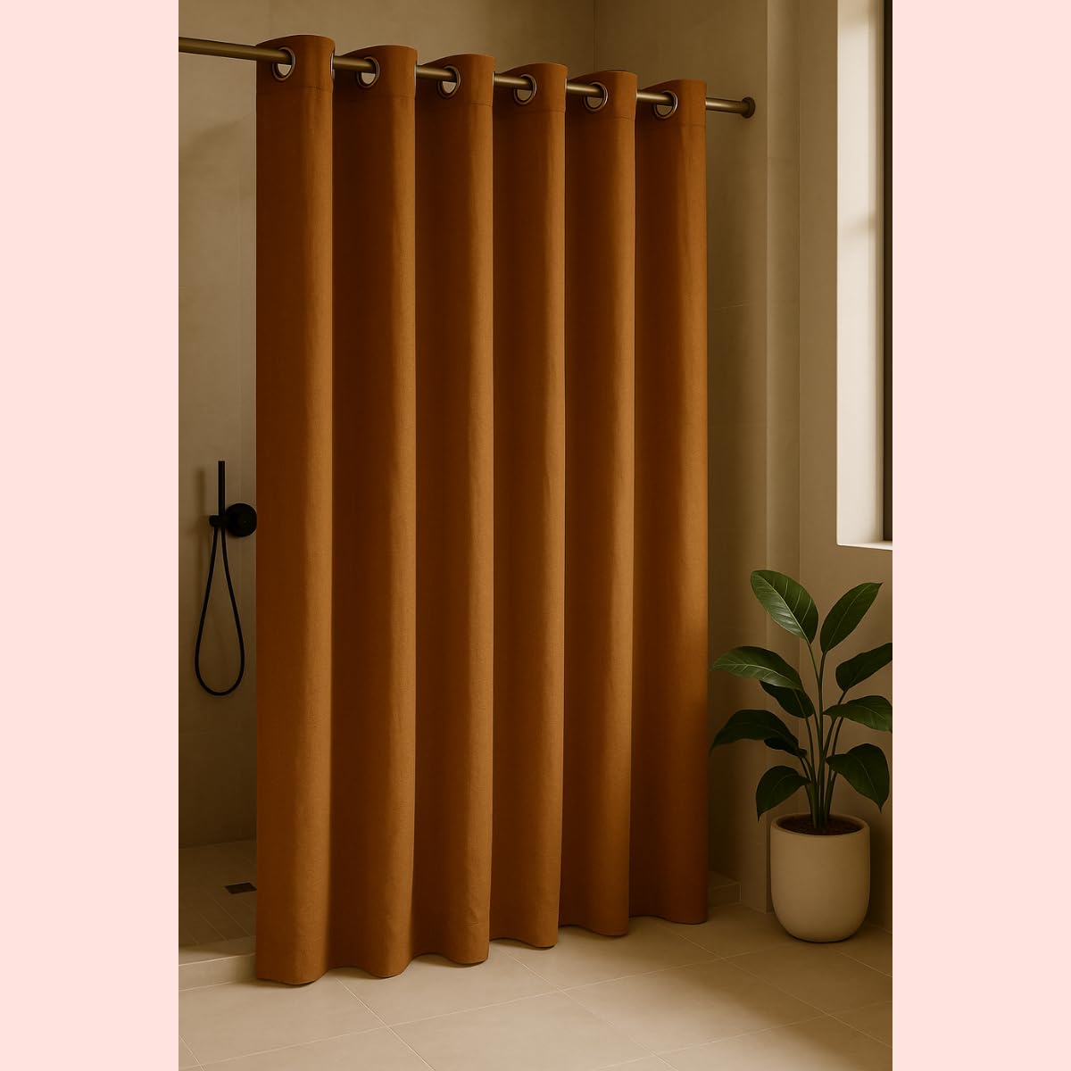 Cortina Para Box de Banheiro em PVC Impermeável e Antimofo - 1,38 x 2m Avelã