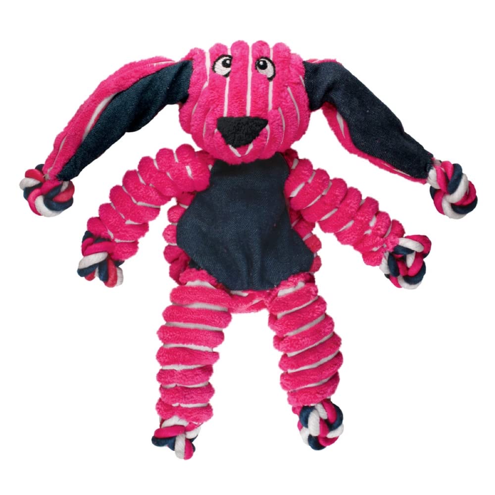 KONG Brinquedo Kong Floppy Knots Bunny G - Brinquedo para Ces de Grande e Medio Porte - Plush - Mastigar e Jogar - both - Plstico, Borracha e Pelcia - 31 x 29 x 10 cm | Com Corda, Com Apito
