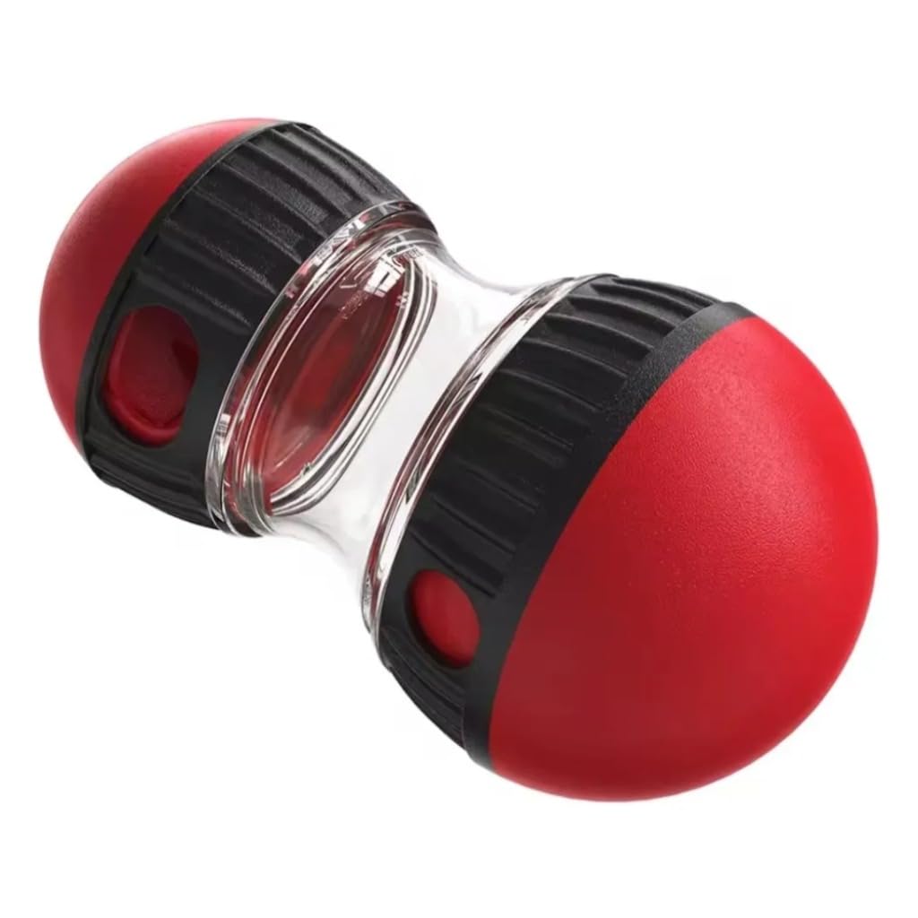 Brinquedo Interativo Para Cães Dispenser Ração Porta Petisco E Bola Interativa Pet Comedouro Lento Anti-Estresse Ajustável ABS 15x8cm (Vermelho/Preto,1 Und)