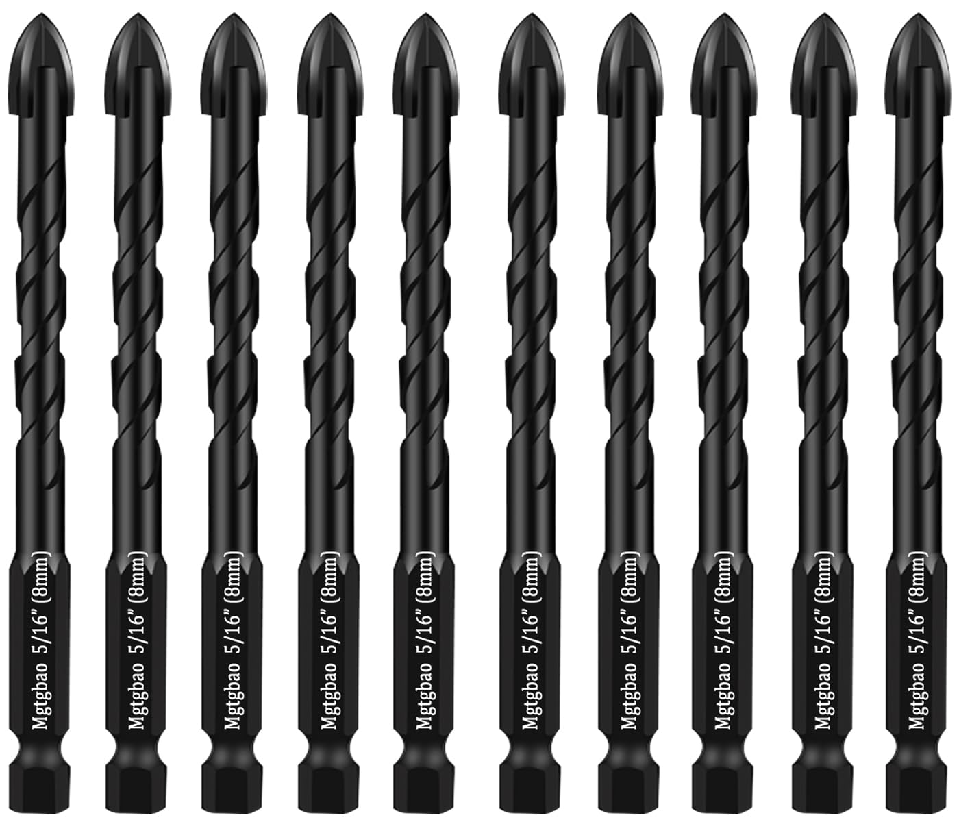 【Urgrade】 Jogo de 10 Brocas Para Alvenaria de 8 Mm, Brocas de 5/16” Para Concreto, Azulejo, Tijolo, Plástico E Madeira, Ponta de Carboneto de Tungstênio, Ideal Para Parede, Espelho E Azulejo