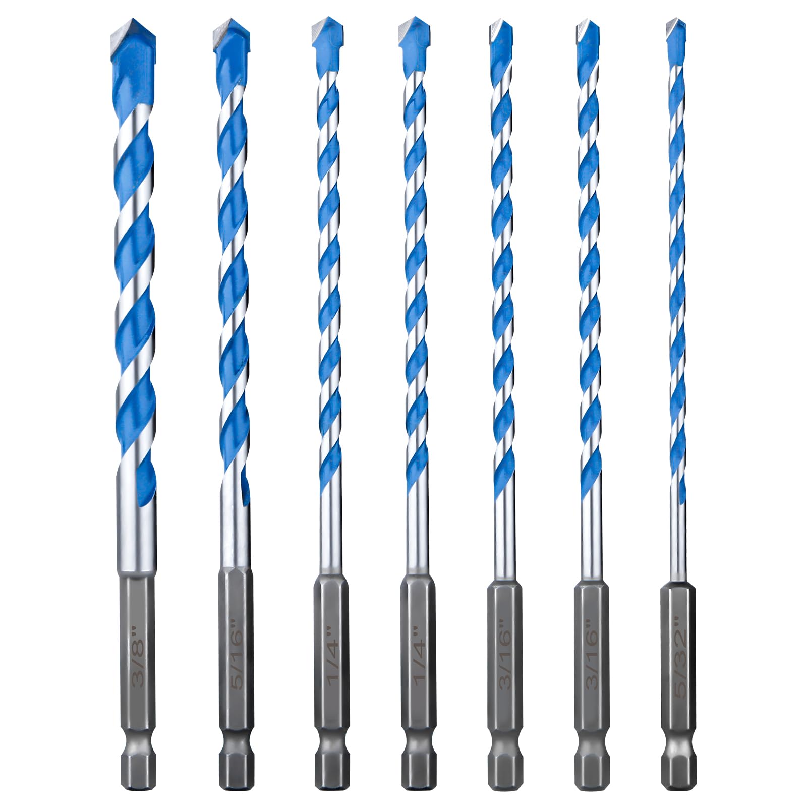 conjunto de brocas de concreto 7 peças, conjunto de brocas para alvenaria 5/32 "-3/8", conjunto de brocas de haste hexagonal à prova de choque, brocas de carboneto industrial para cl