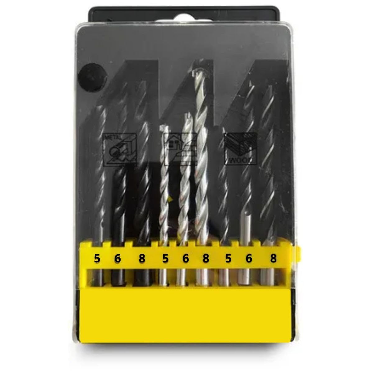 Kit 9 Brocas para Madeira Ferro e Concreto 5mm 6mm 8mm com Estojo Organizador para Furadeira Uso Doméstico e Profissional Alta Resistência e Precisão PREMIUM