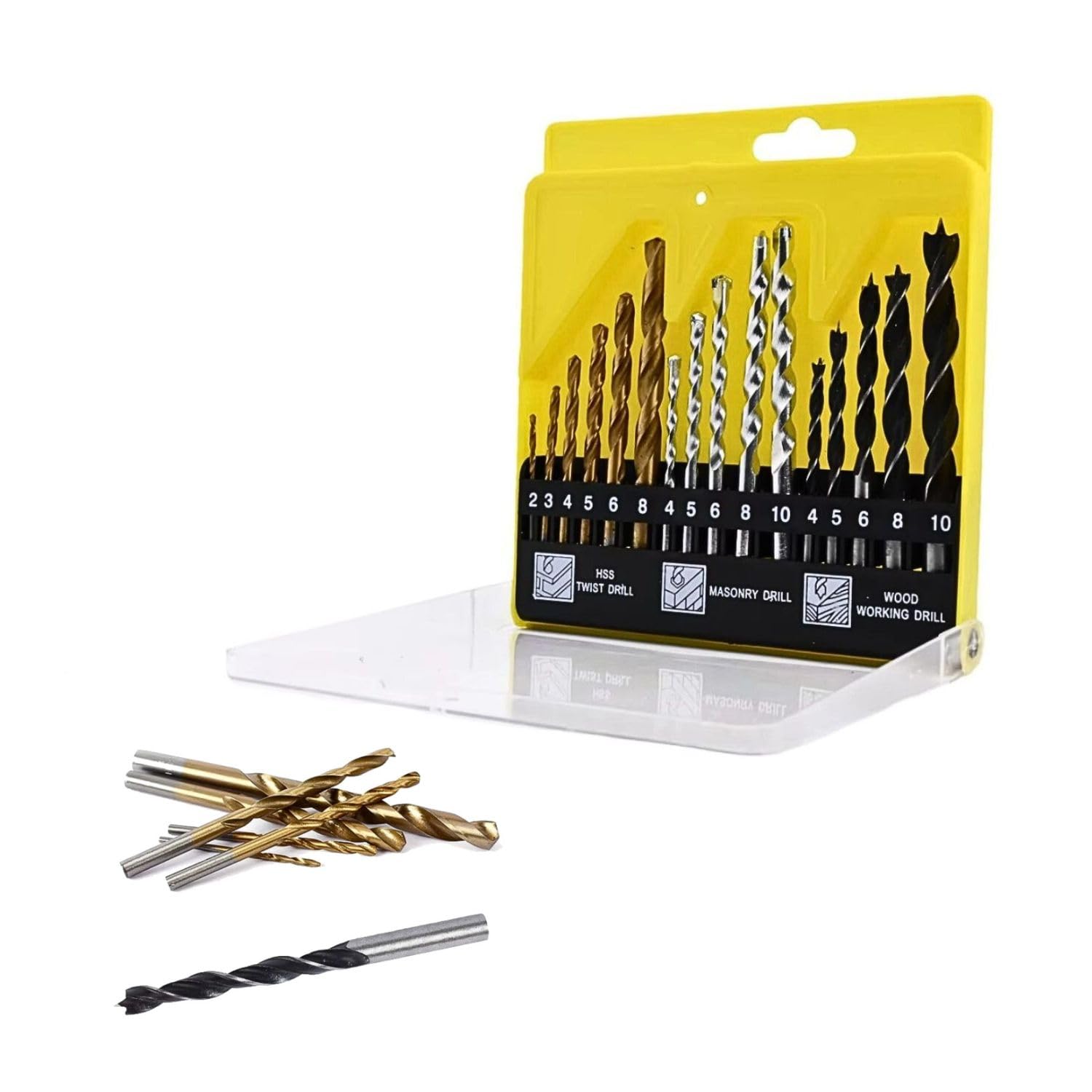 Kit de Brocas para Madeira, Ferro e Concreto, 16 Peças, 2mm a 10mm