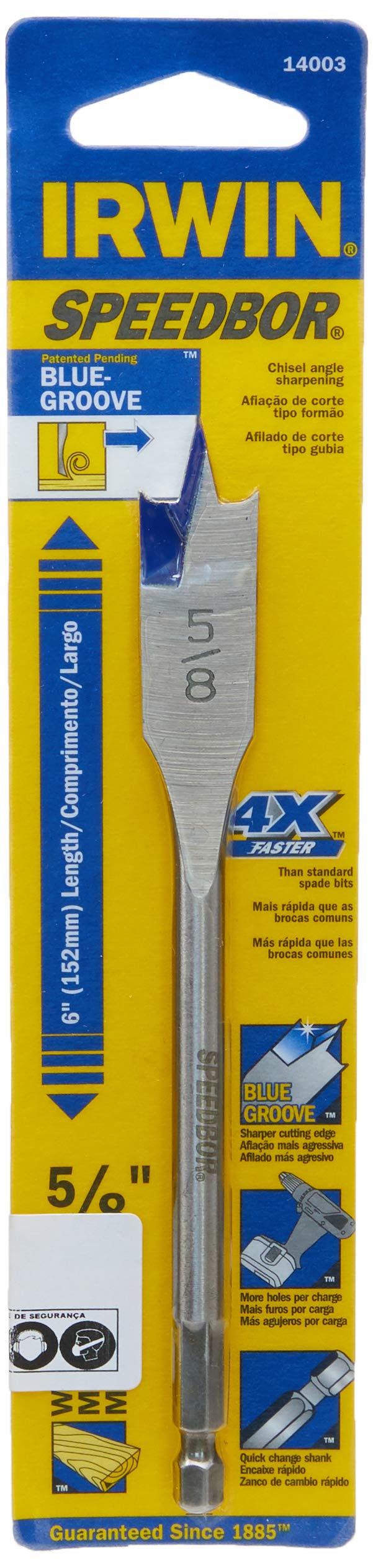IRWIN Broca Chata para Madeira de 5/8 Pol. x 6 Pol. (15mm x 152mm) IW14003
