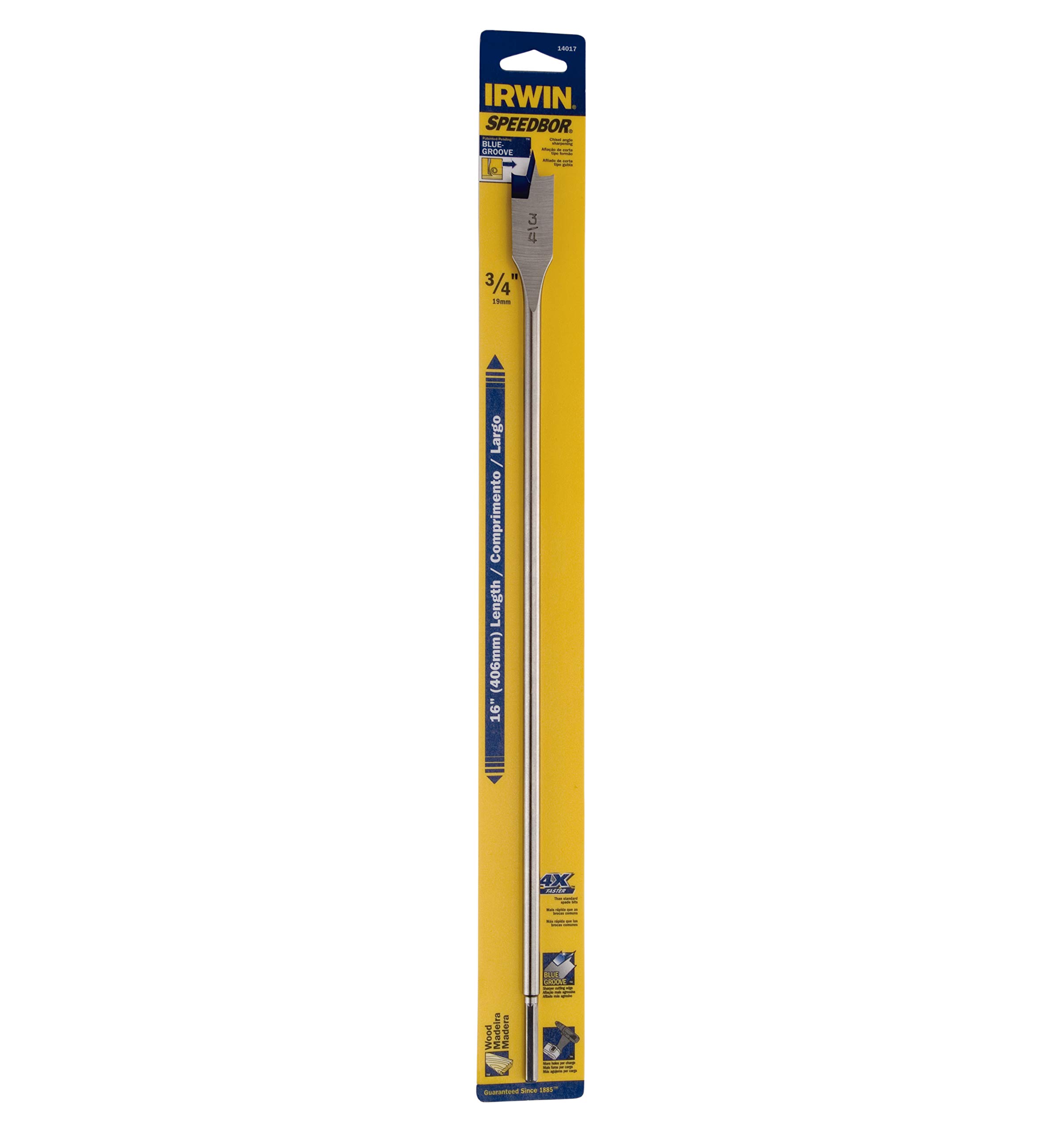 IRWIN Broca Chata para Madeira de 3/4 Pol. x 16 Pol. (19mm x 46mm) IW14017