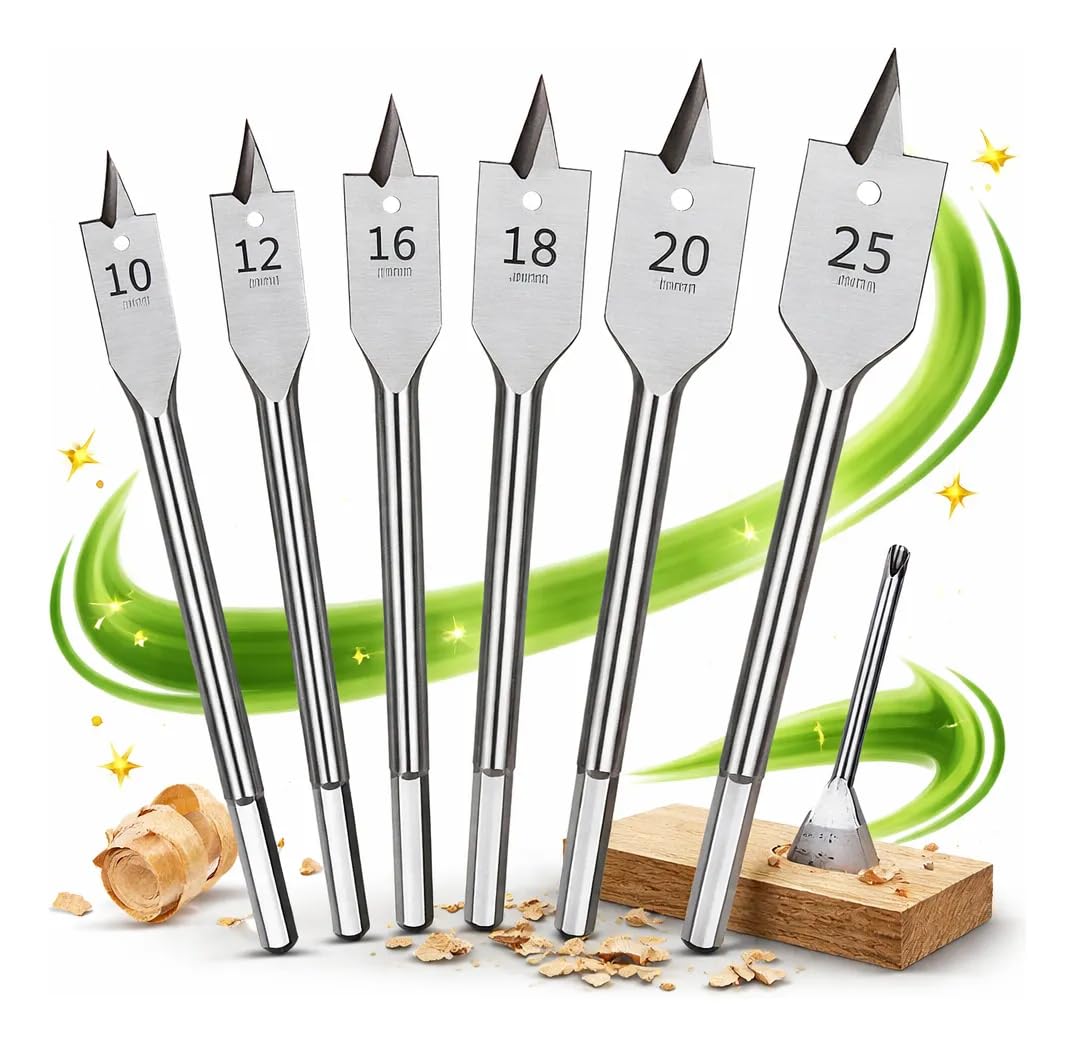 Kit 6 Brocas Sextavada Chata Furar Madeira Fechadura