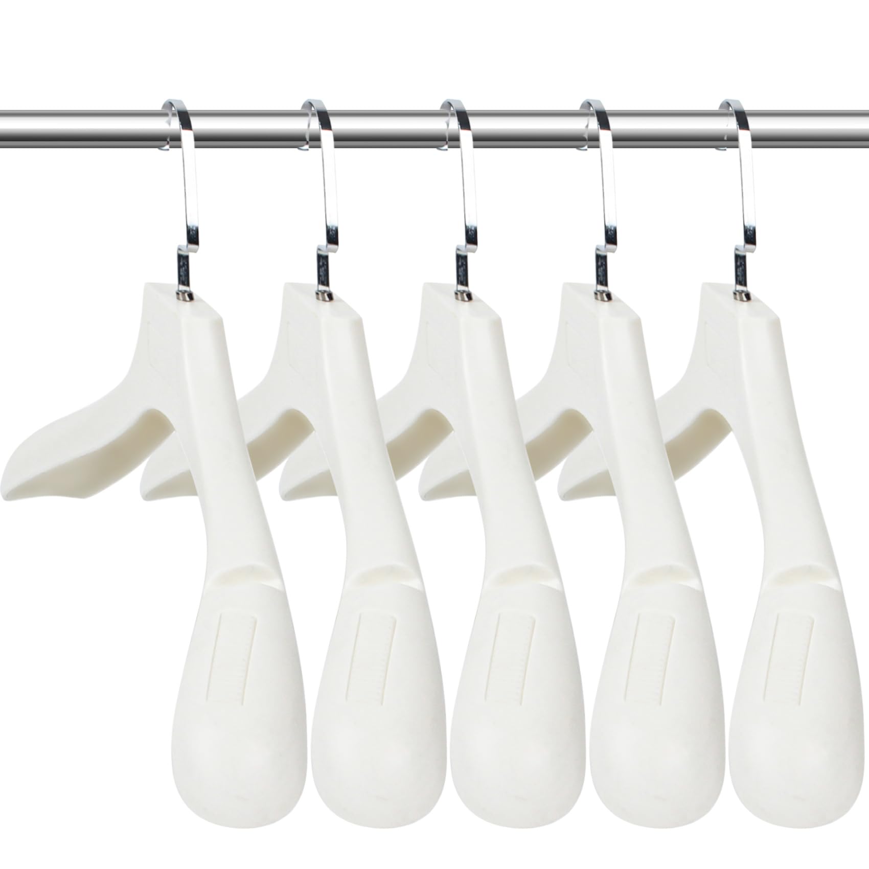 DEDU Cabides masculinos para terno, pacote com 10, cabides para suéter, sem ombro, antiderrapante, largura 45 cm, cabides de plástico branco marfim com gancho de metal giratório de 360°