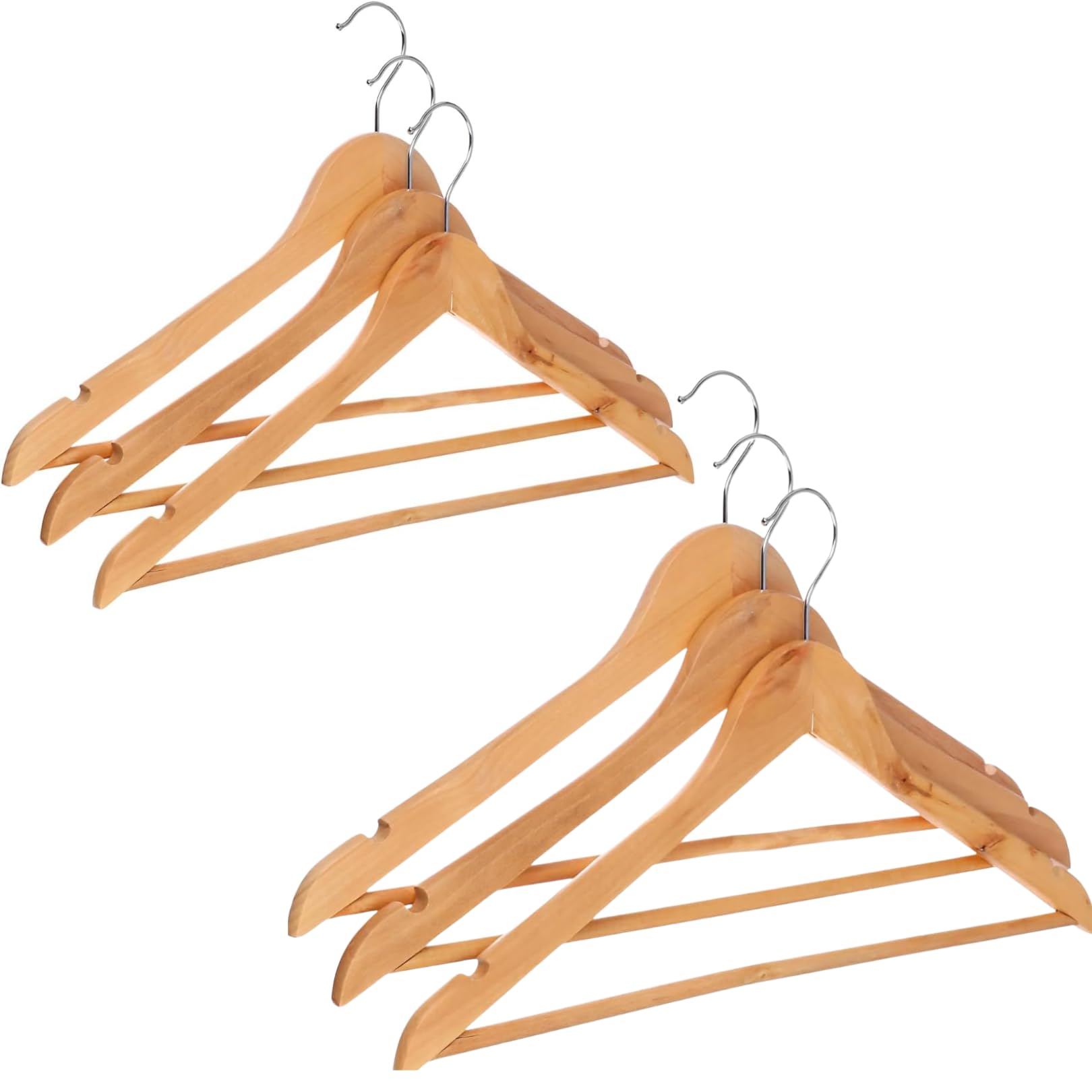 Kit 6 Cabides De Madeira Com Gancho De Metal 44,5cm x 22cm Para Camisas Camisetas Calças Jaquetas Conjunto De Tamanho Adulto-Vende Mais