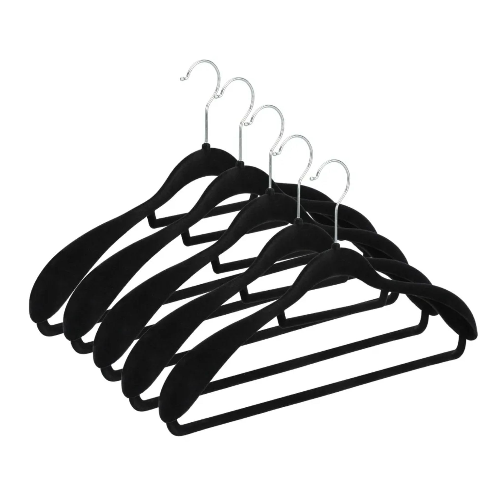 Kit 10 Cabide de Veludo Adulto com Ombreira Fixa para Camisa Terno Blazer Vestido Saia (Preto)