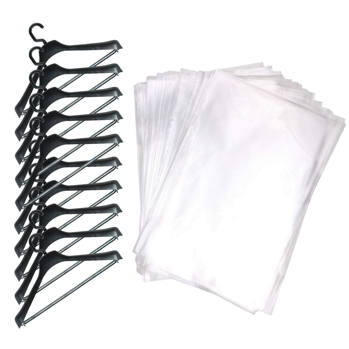 Kit 10 Cabides Para Terno Preto Giratório + 10 Ombreiras 56x100cm