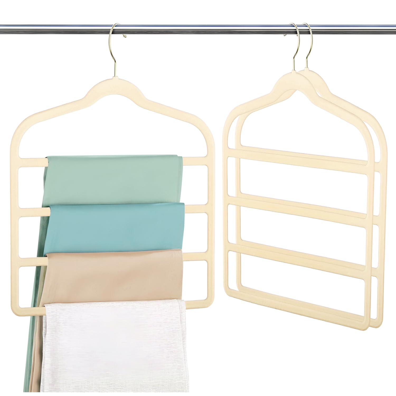 HOLTTER Kit 10 Cabides De Veludo Para Calças, Saia, Toalhas, Lenços - Calceiro Aveludado Multifuncional Resistente (Bege)