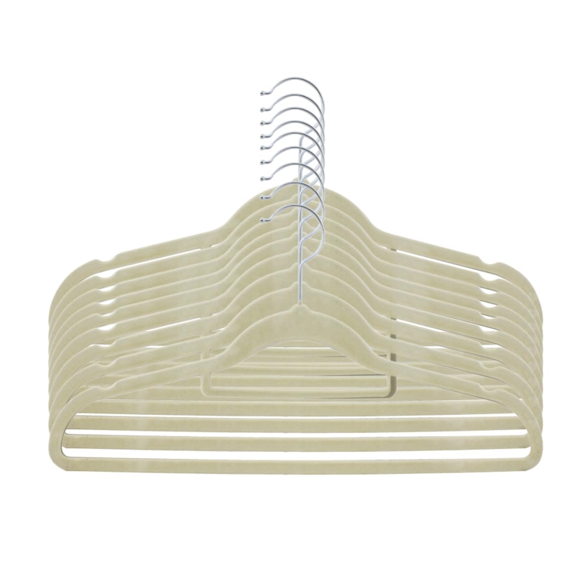Kit 9 Cabides de Veludo Slim Antiderrapantes Bege