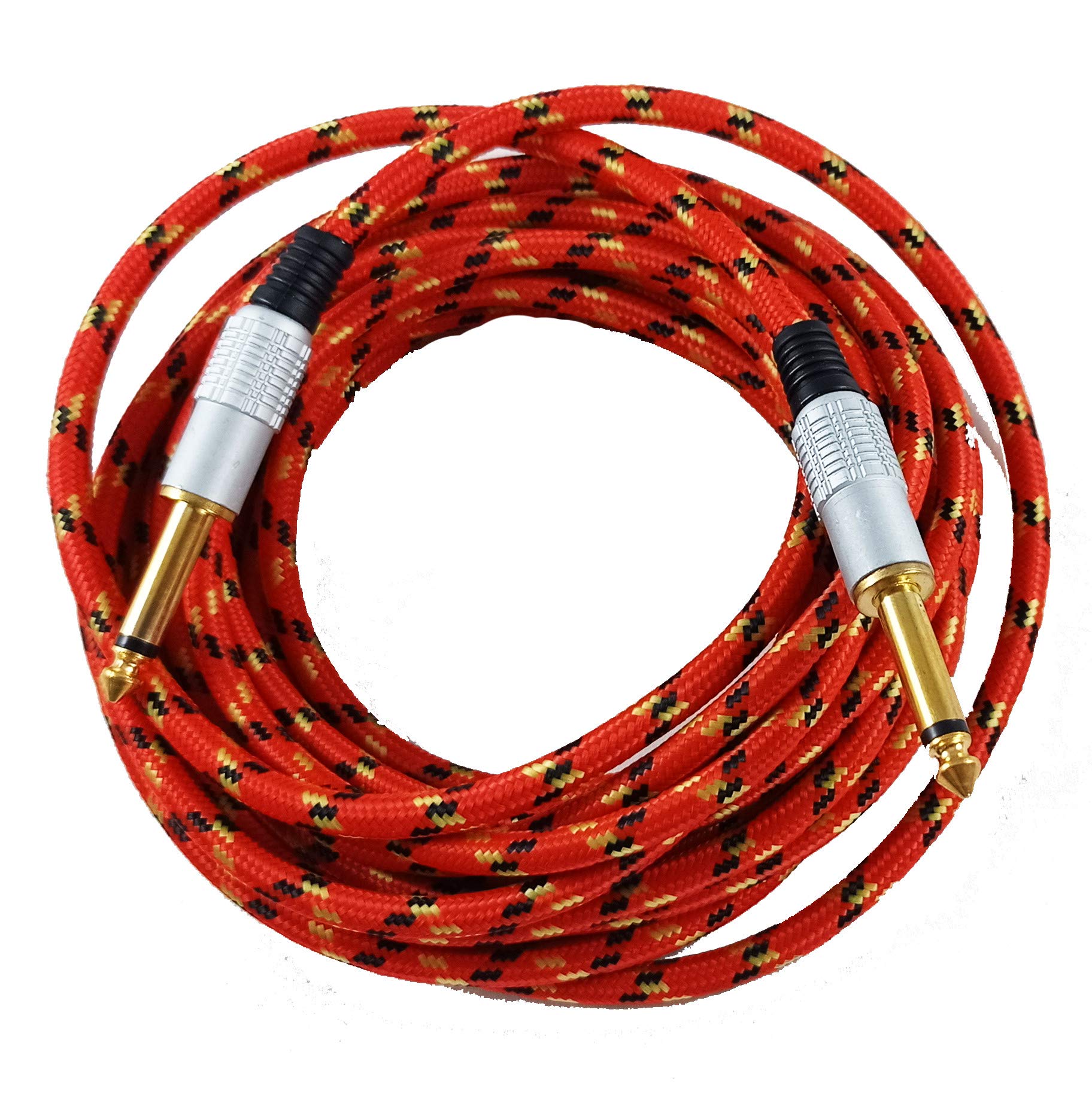 Cabo De Guitarra Mono Nylon P10 Para P10 Dourado 6.5mm 5 Metros Vermelho 8 1 067