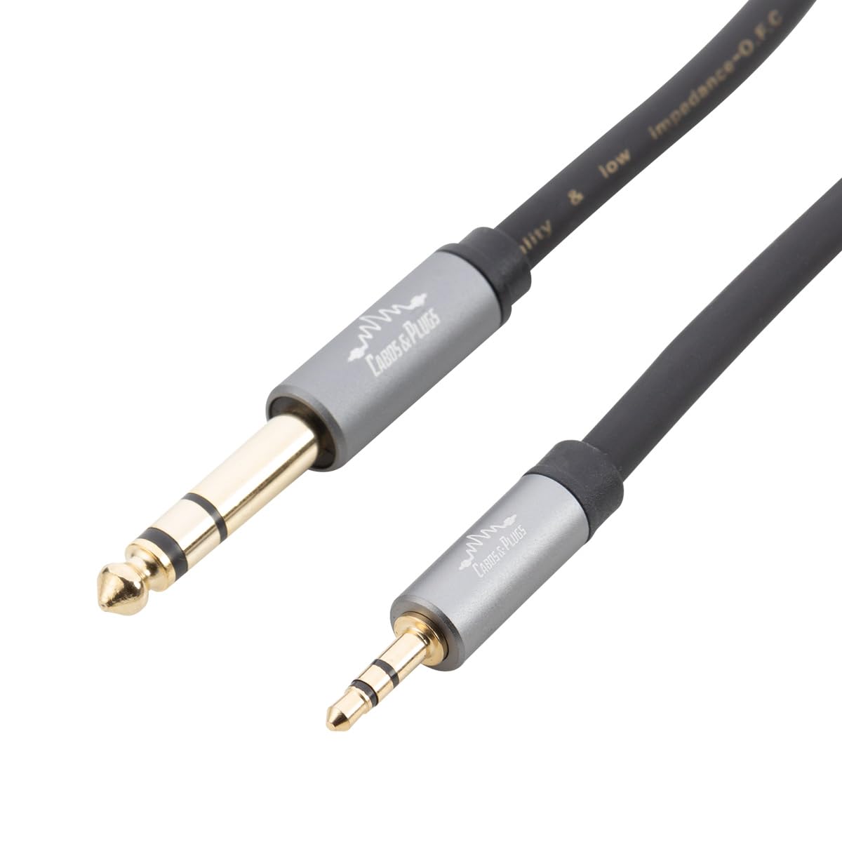 Cabo P2 Stereo 3.5mm para P10 Stereo 6.35mm TRS fio para fone de ouvido headphone Cabos & Plugs (preto, 150cm)