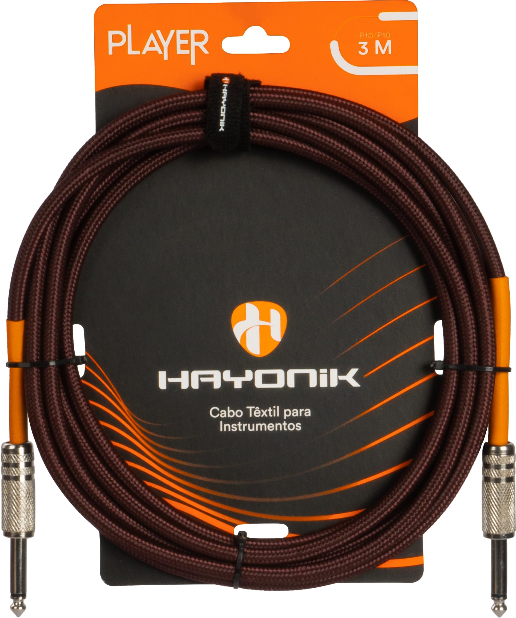 HAYONIK, Cabo para Instrumentos Player P10 Têxtil 3M Marrom