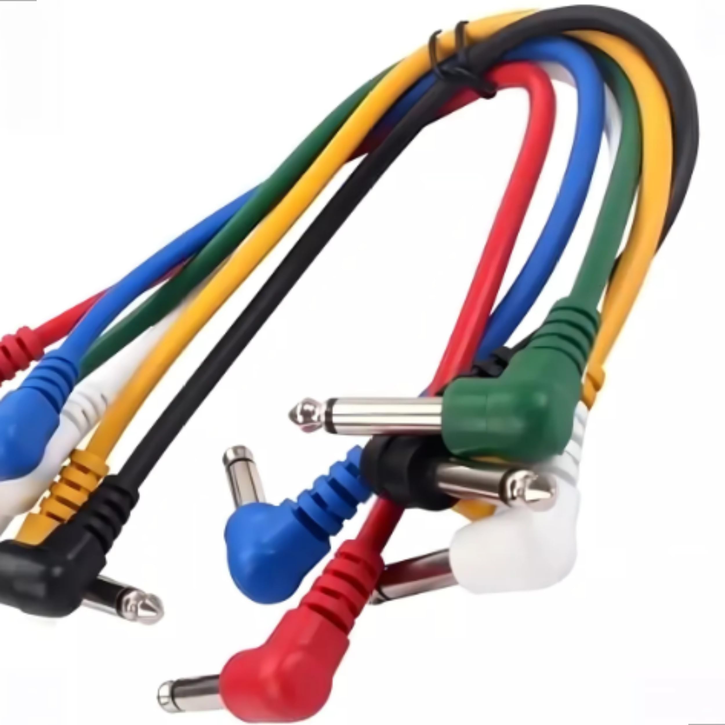 Kit 6 Cabos P10 P10 Cabo Guitarra Pedal Fonte Pedais 25 Cm