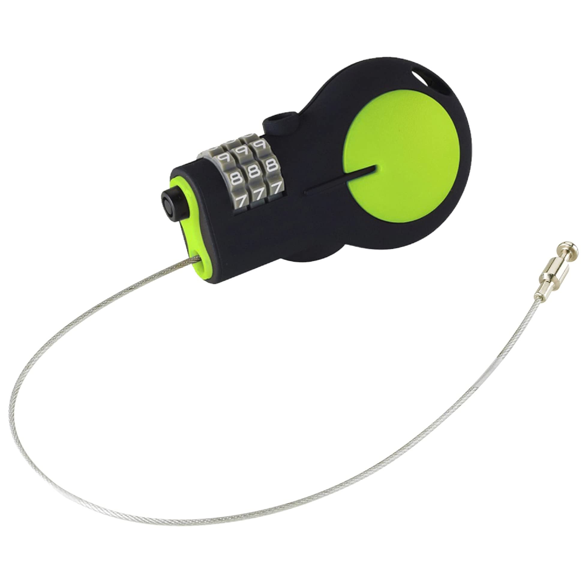 Lewis N. Clark Trava de cabo com cabo de aço retrátil de 76 cm, Verde, Cadeado aprovado pela TSA e cadeado de bicicleta para bagagem + viagem, defina seu combo com cabo de aço retrátil de 76 cm