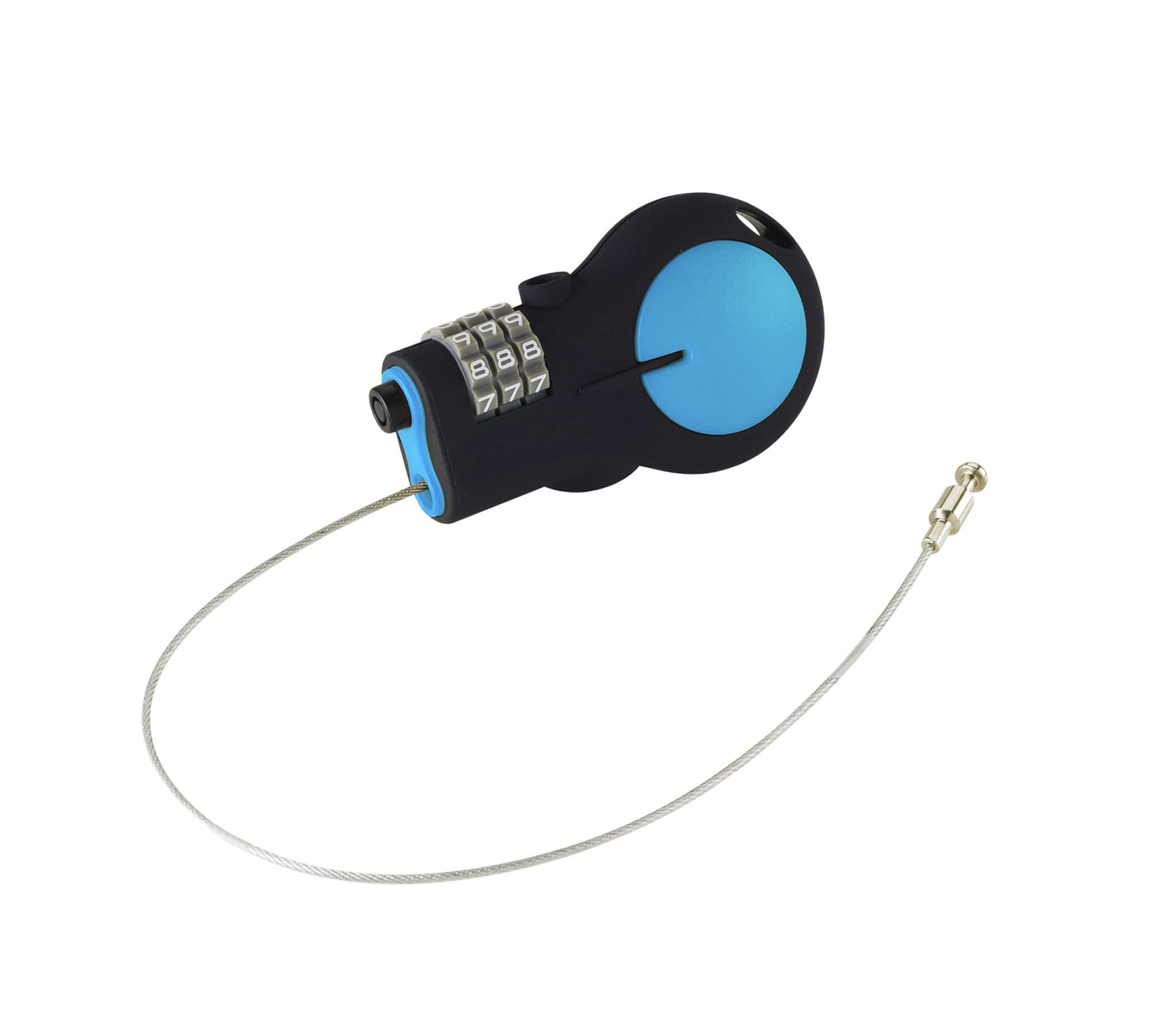 Lewis N. Clark Trava de cabo com cabo de aço retrátil de 76 cm, Azul, One Size, Cadeado aprovado pela Tsa e cadeado de bicicleta para bagagem + viagem, defina seu combo com cabo de aço retrátil de 76