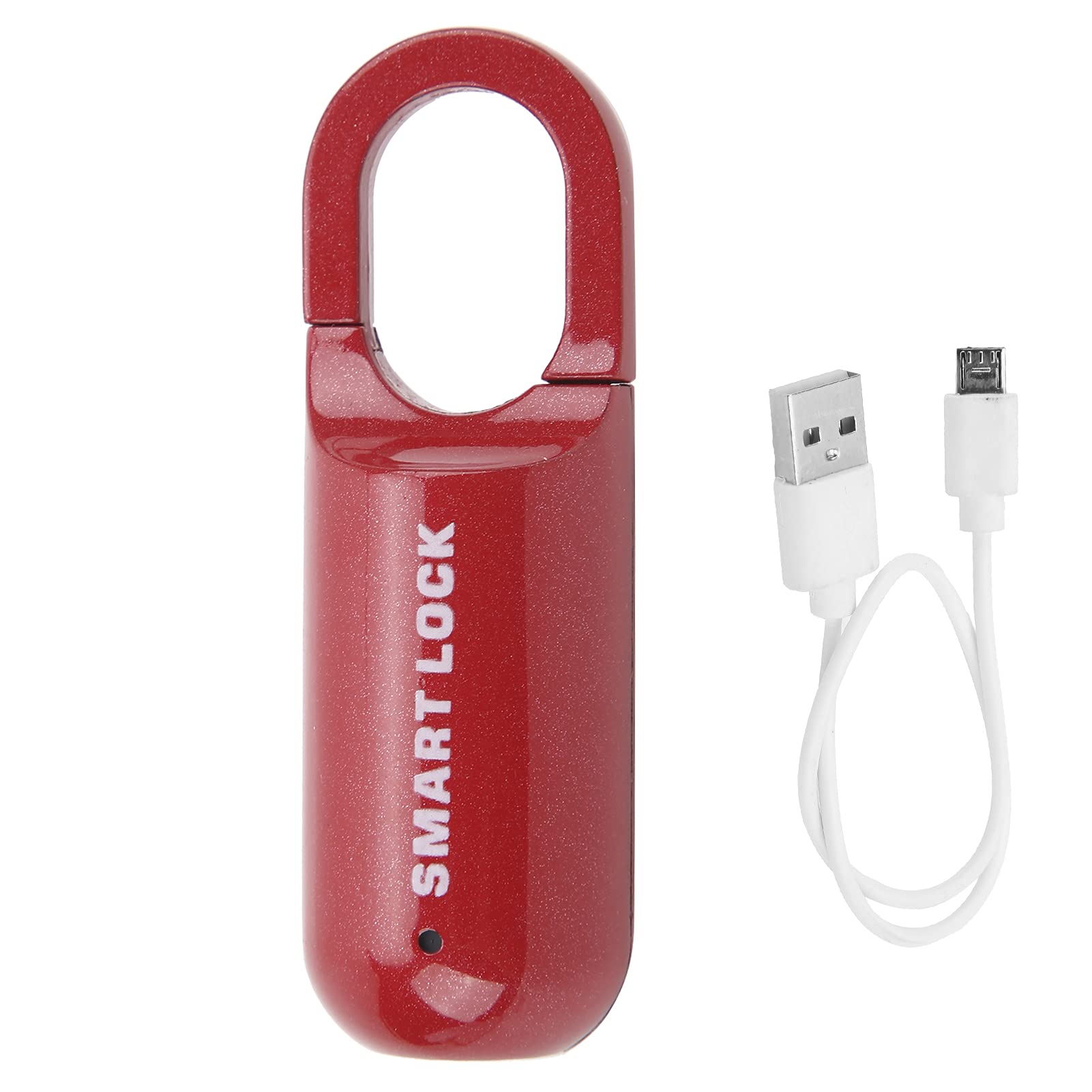Cadeado de impressão digital, mini cadeado preto com impressão digital, longo tempo de espera, carregamento USB, cadeado sem chave para mala de bagagem (VERMELHO)