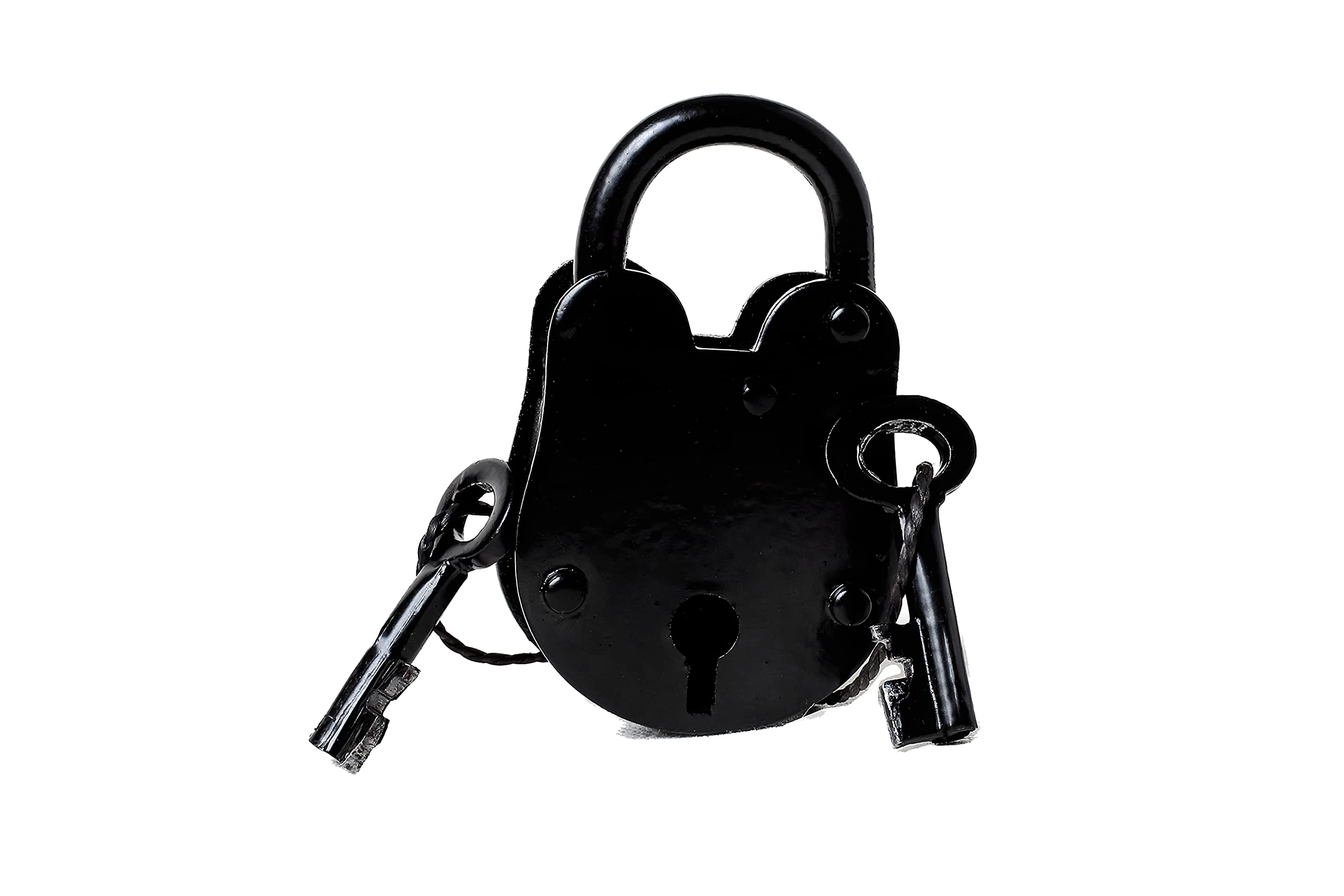 Cadeado e chave Old Fashion - Trava de porta-malas de ferro fundido antigo (9 cm)