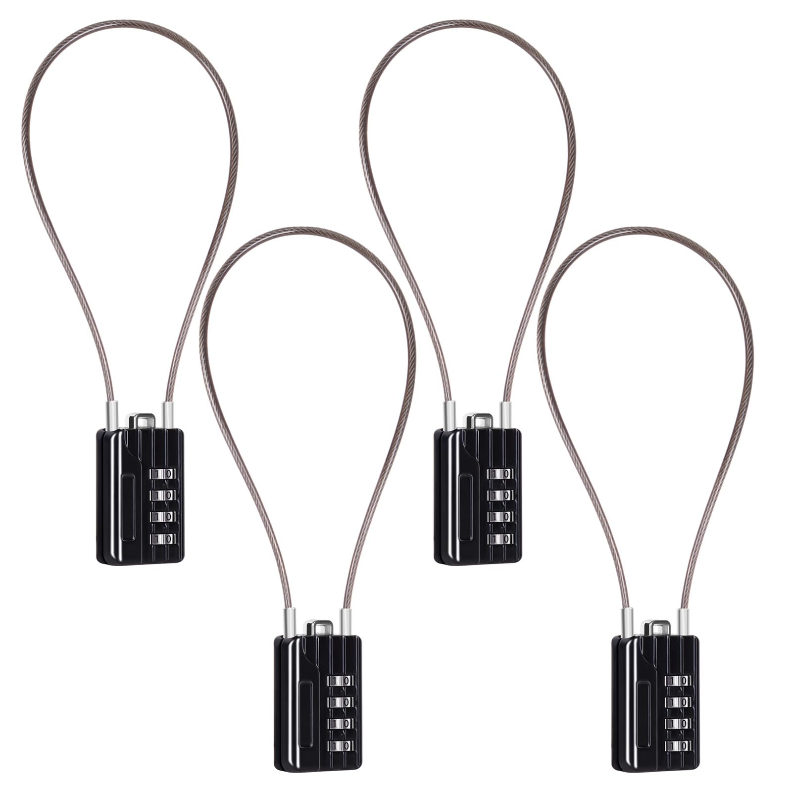 SEPOX® Cadeado de combinação versátil redefinível de 4 dígitos com cabo extra longo de 32 cm, senha personalizada, cabo de aço de vinil durável, preto, trava multiuso para mala, armários de academia