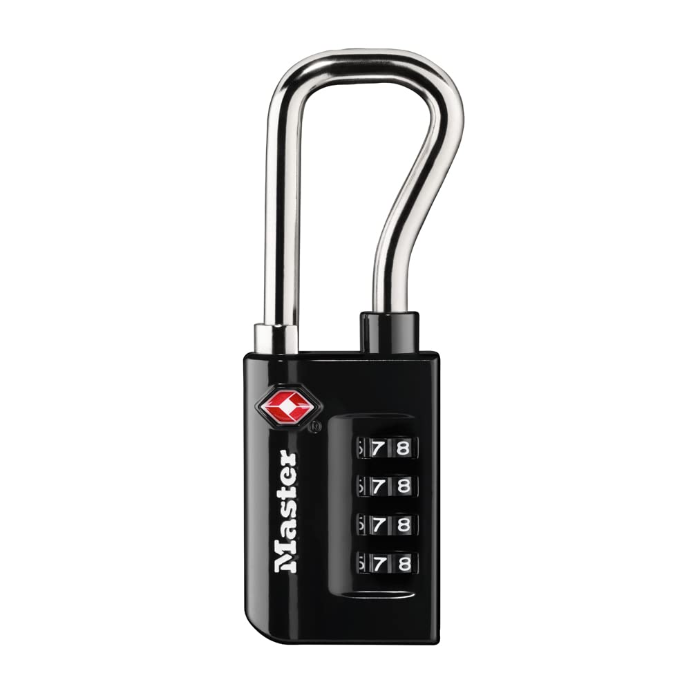 Master Lock Cadeado, defina sua própria combinação de cadeado de bagagem aceito pela TSA, 3,9 cm de largura, 4696D, preto