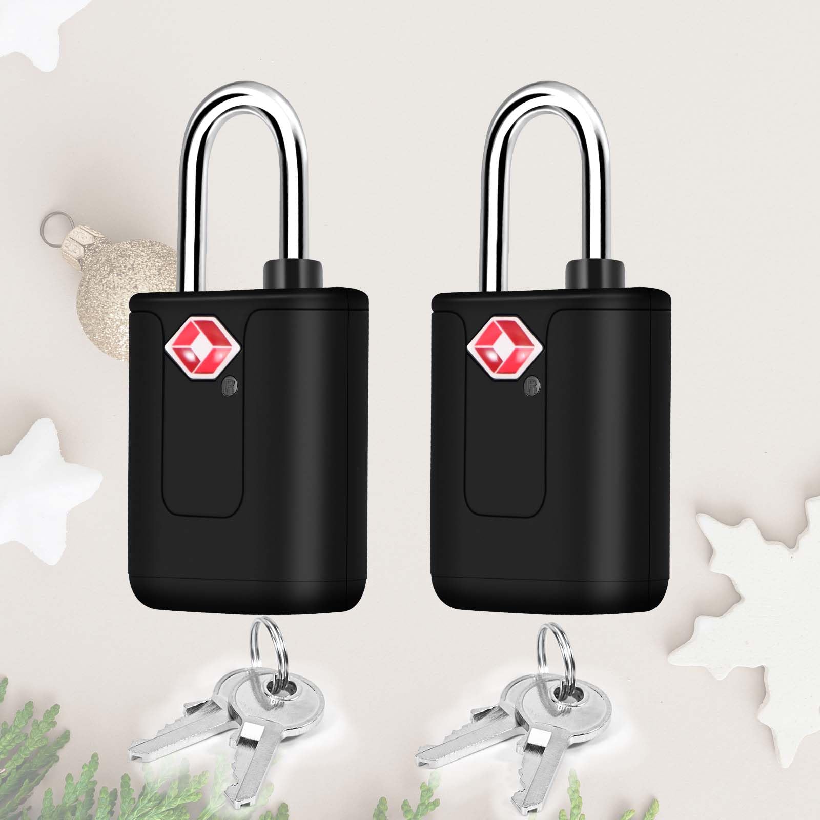 Pacote com 2 fechaduras de bagagem de viagem aprovadas pela TSA com chaves, cadeado com chave, fechaduras pequenas com zíper, cadeados compatíveis com TSA aceito para mala, mochila, armário de