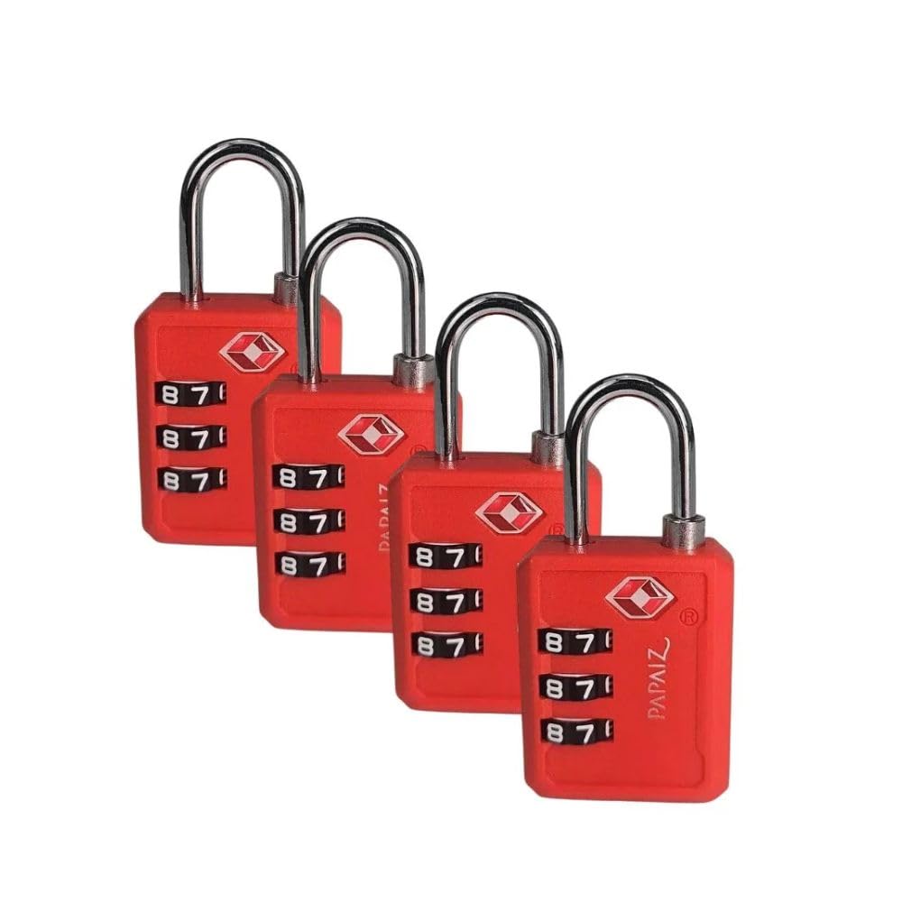 Kit 4 Cadeados TSA com Segredo 30PL Vermelho