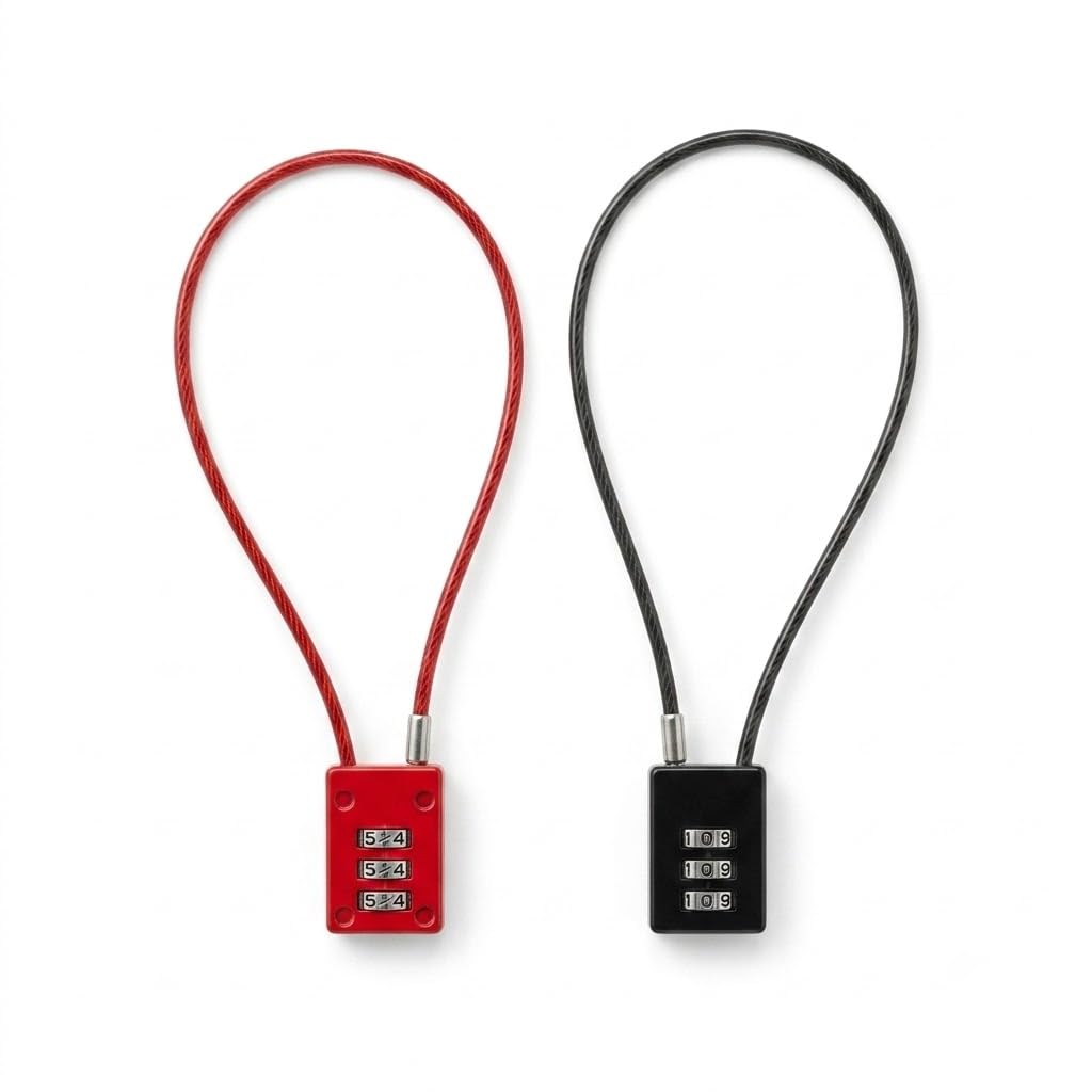 Pacote com 2 cadeados de combinação de cabos de aço de 3 dígitos, cadeados de bagagem antifurto ajustáveis de 50 cm à prova de intempéries, cadeado portátil com senha para mala, bolsa de