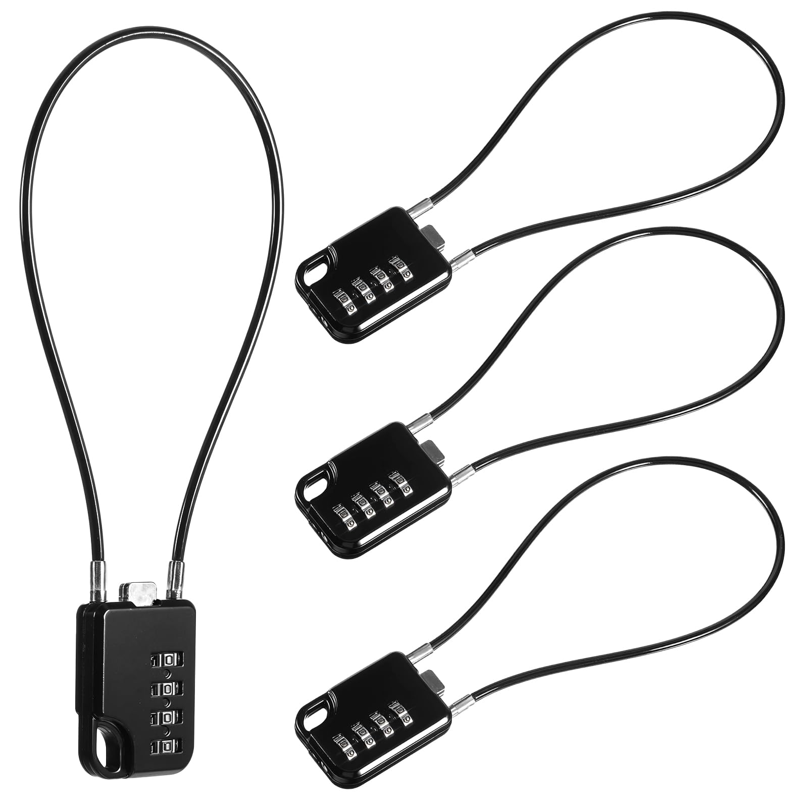 Cadeado de combinação de 4 dígitos reinicializável, fechaduras de cabo com combinação, design compacto de cabos de aço inoxidável com trava multiuso de 30,5 cm de comprimento para mala, academia | Combo de cabos de aço inoxidável de design compacto com cabo de 30 cm de comprimento, trava multiuso para mala, academia
