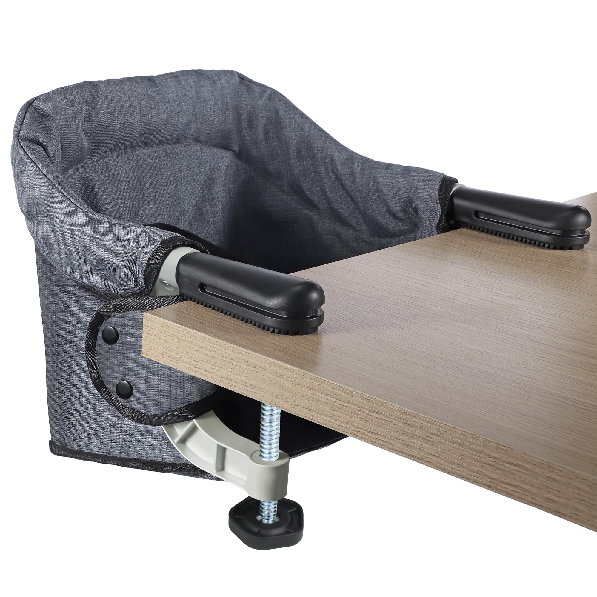 Cadeira alta com gancho – Assento de alimentação portátil e dobrável para bebês de 6 a 36 meses, uso doméstico e em viagens com bolsa de transporte (cinza)