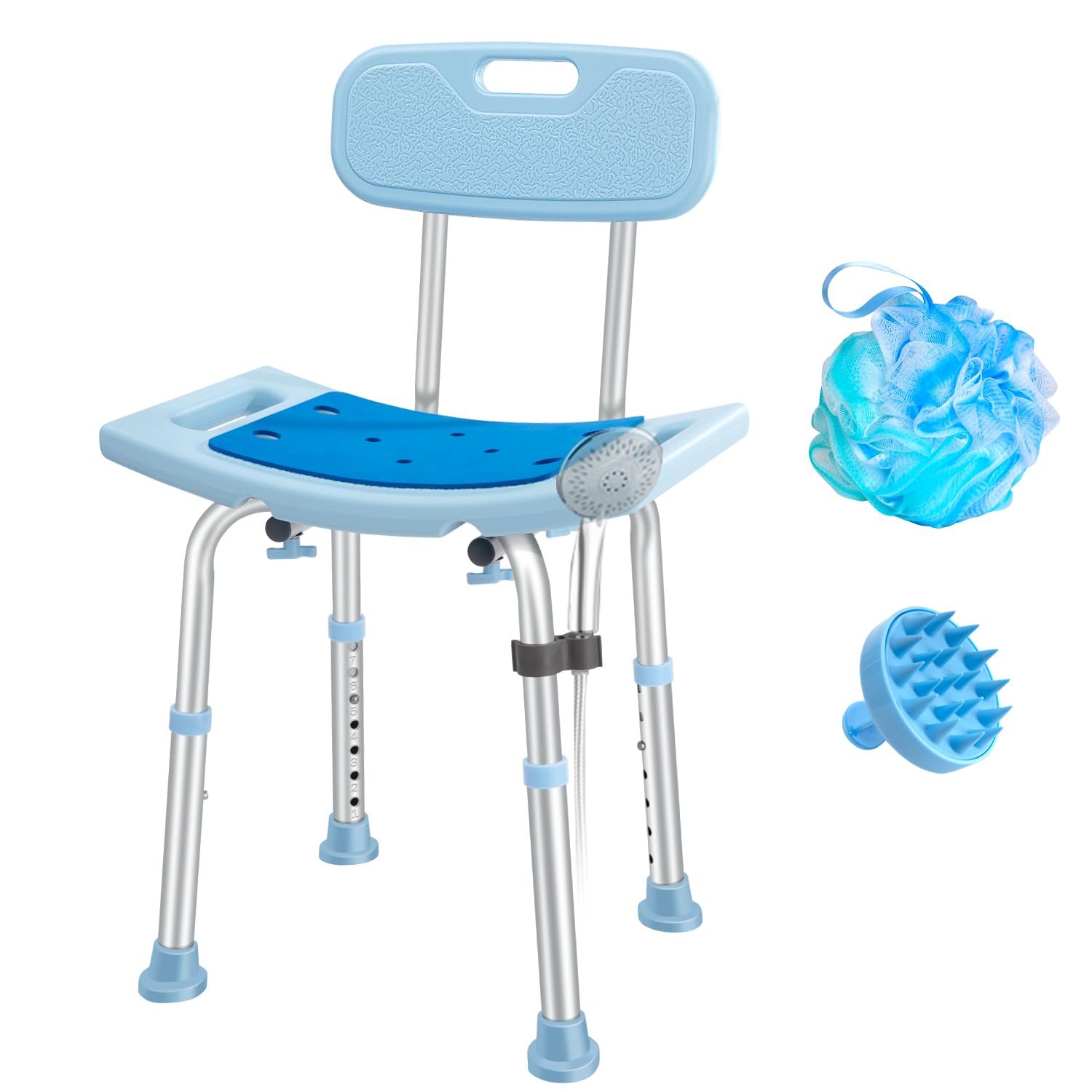 Brosive Cadeira De Banho Com Encosto Para Idosos, Bancos E Banquetas Para Adultos, Cadeira De Banho Para Pessoas Com Deficiência, Assentos De Banho, Cadeira De Banheira Azul