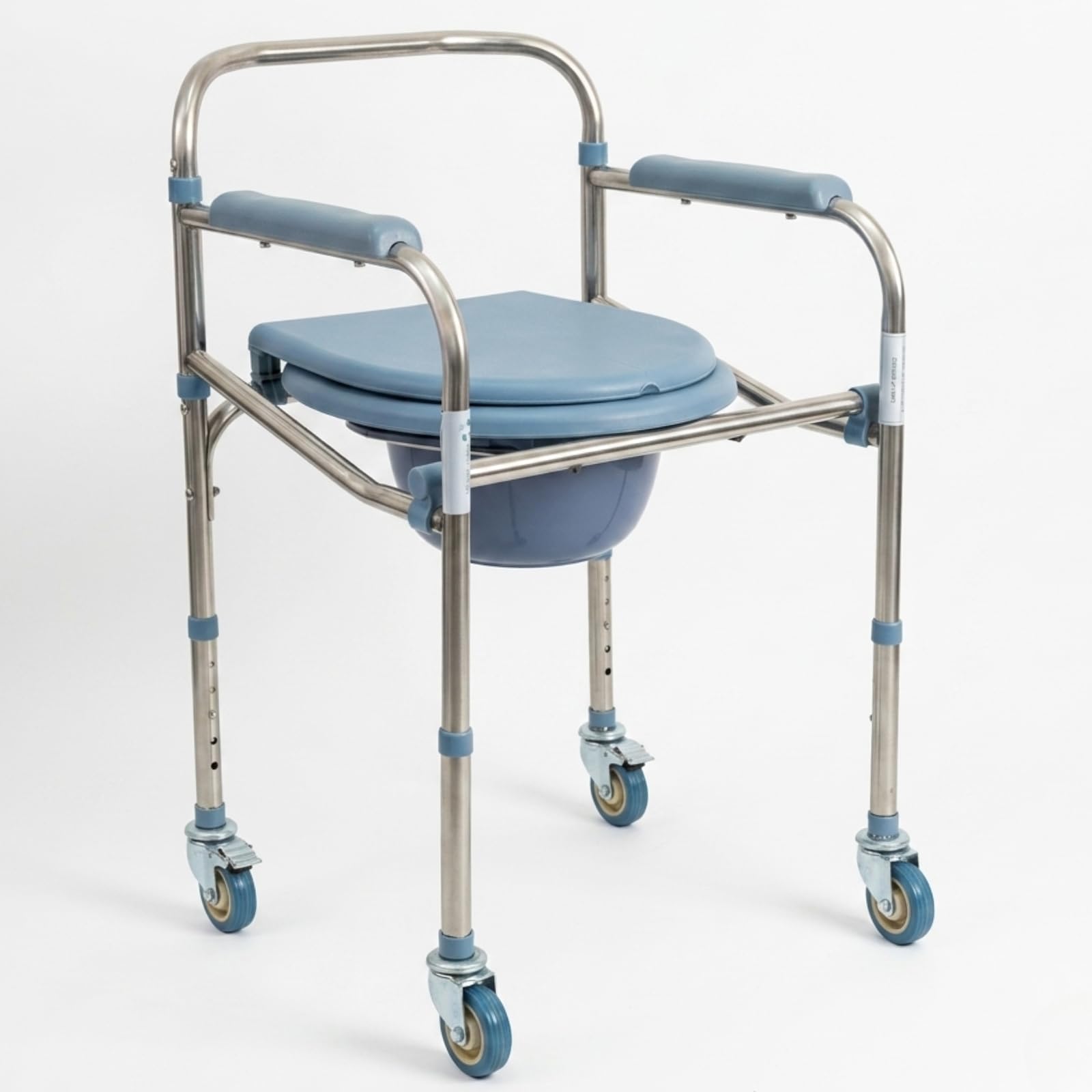 Cadeira de Banho Inox Hospitalar Residenceial Dobrável Compacta Desmontável Higiênica Idoso Adulto 130Kg Encosto Apoio Braço Casa Banheiro Box