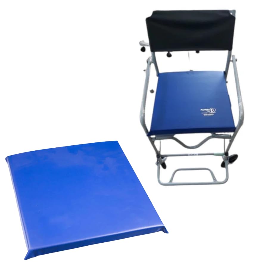 Almofada Estofada para Cadeira de Banho, 45 x 45 cm, Impermeável, Courvim Azul, Suporta até 130 kg