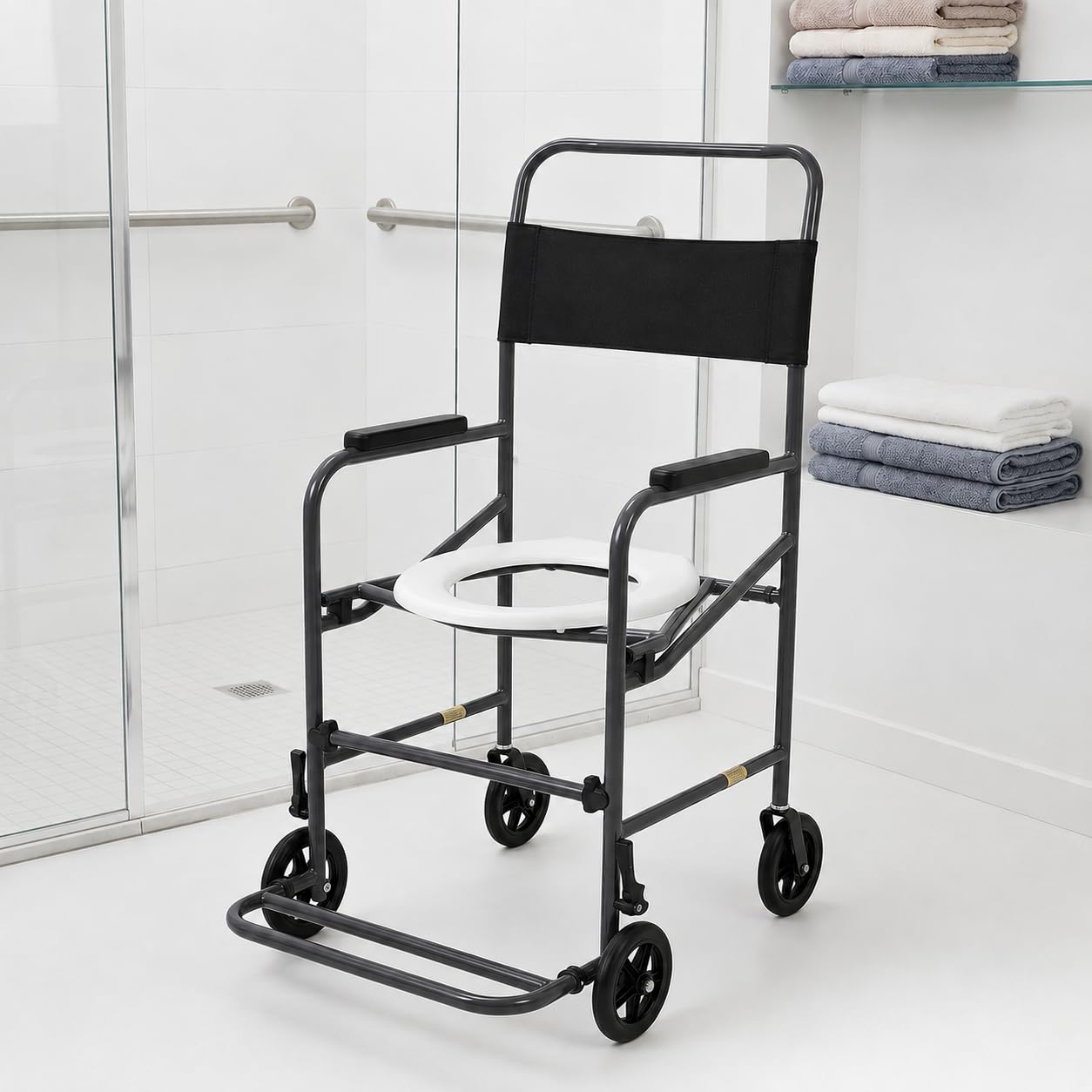 Cadeira de banho Higiênica Dobrável Reforçada até 130kg para Idoso e Mobilidade Reduzida