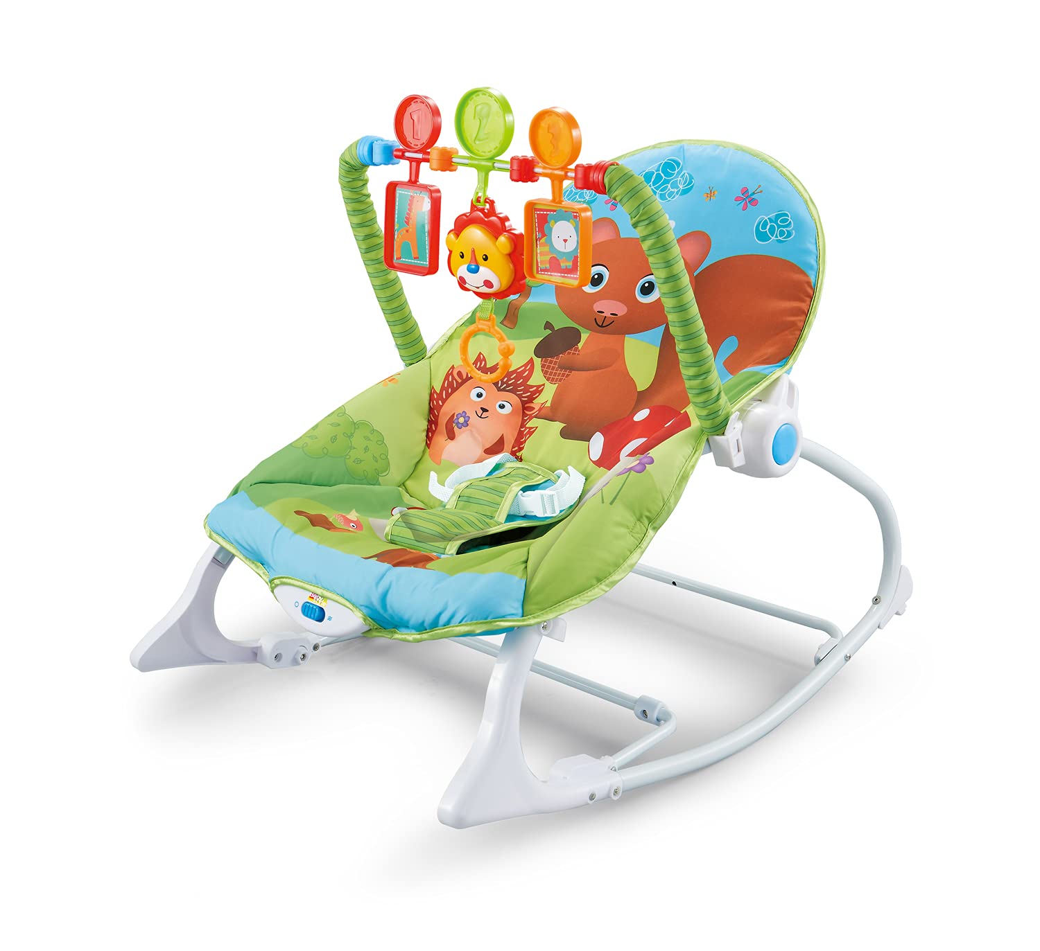 Cadeira de Descanso Bebê Balanço Vibratória Baby Style até 18kg Brinquedo Musical Suave Vibração Relaxante Cinto de Segurança Mobile Barra de Brinquedos Interativa INMETRO