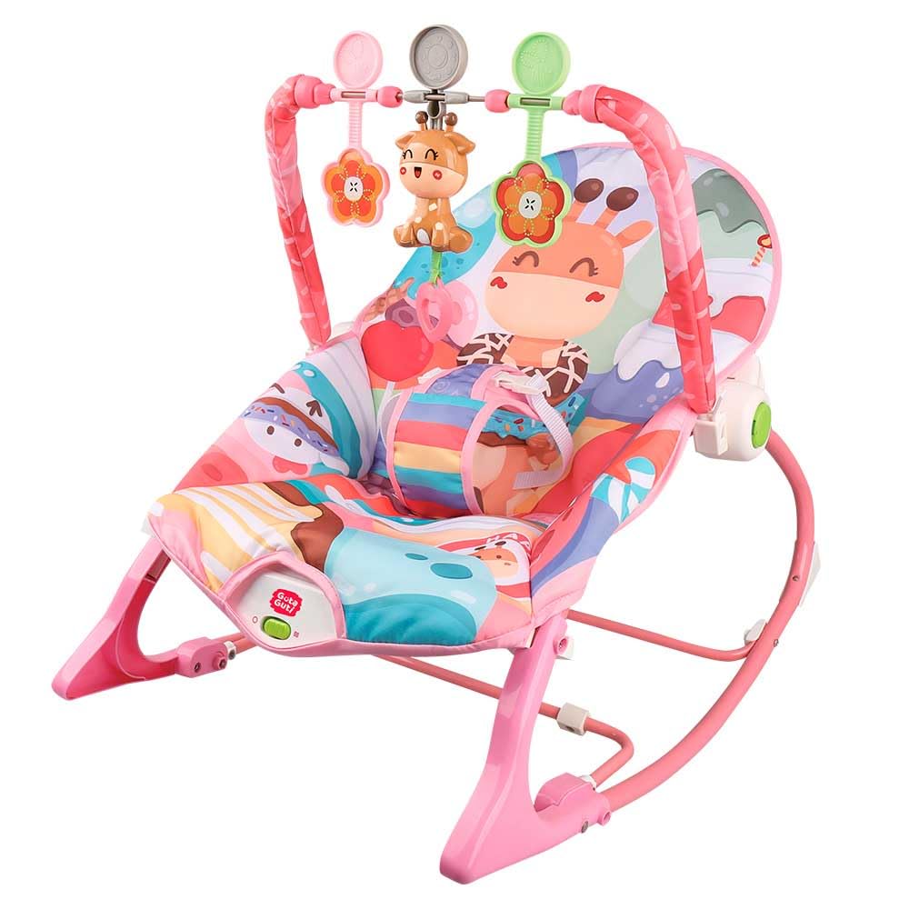 DM Toys Guta Guti Cadeira de Descanso e Balanco Baby com Móbile até 18kg Rosa
